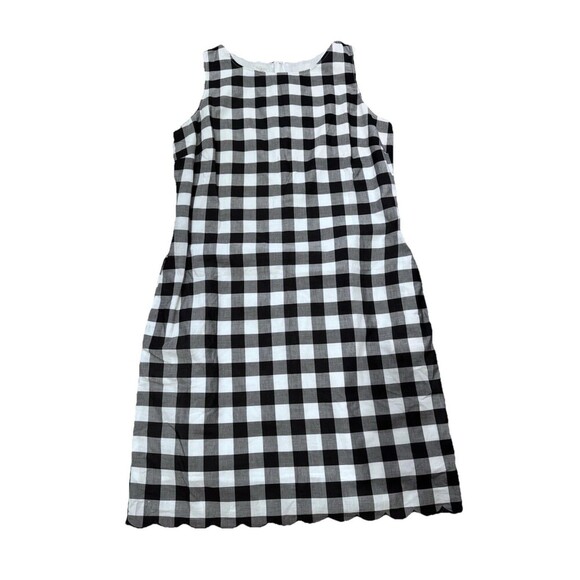 Talbots Gingham Shift Dress Womens Size 14 Black White Plaid Retro Mod Old Money - Picture 2 of 9